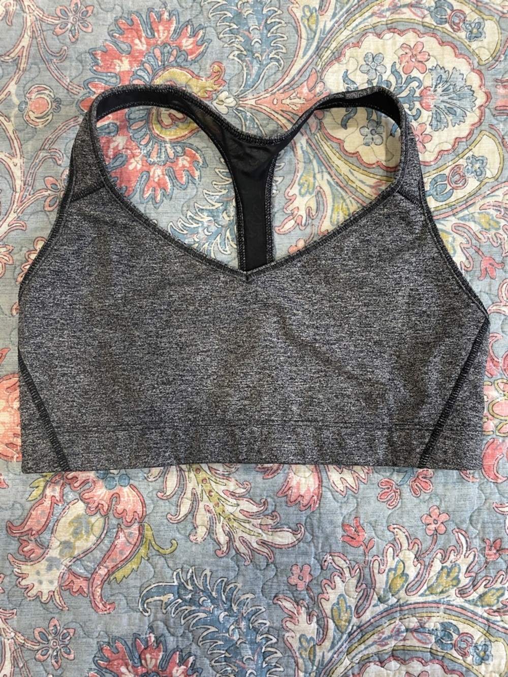 Victoria's Secret Heather Gray Racerback Sports Bra with see thru mesh back t